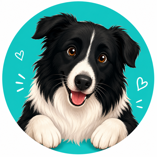 Milo, the Clearance Club's mantra-writing border collie